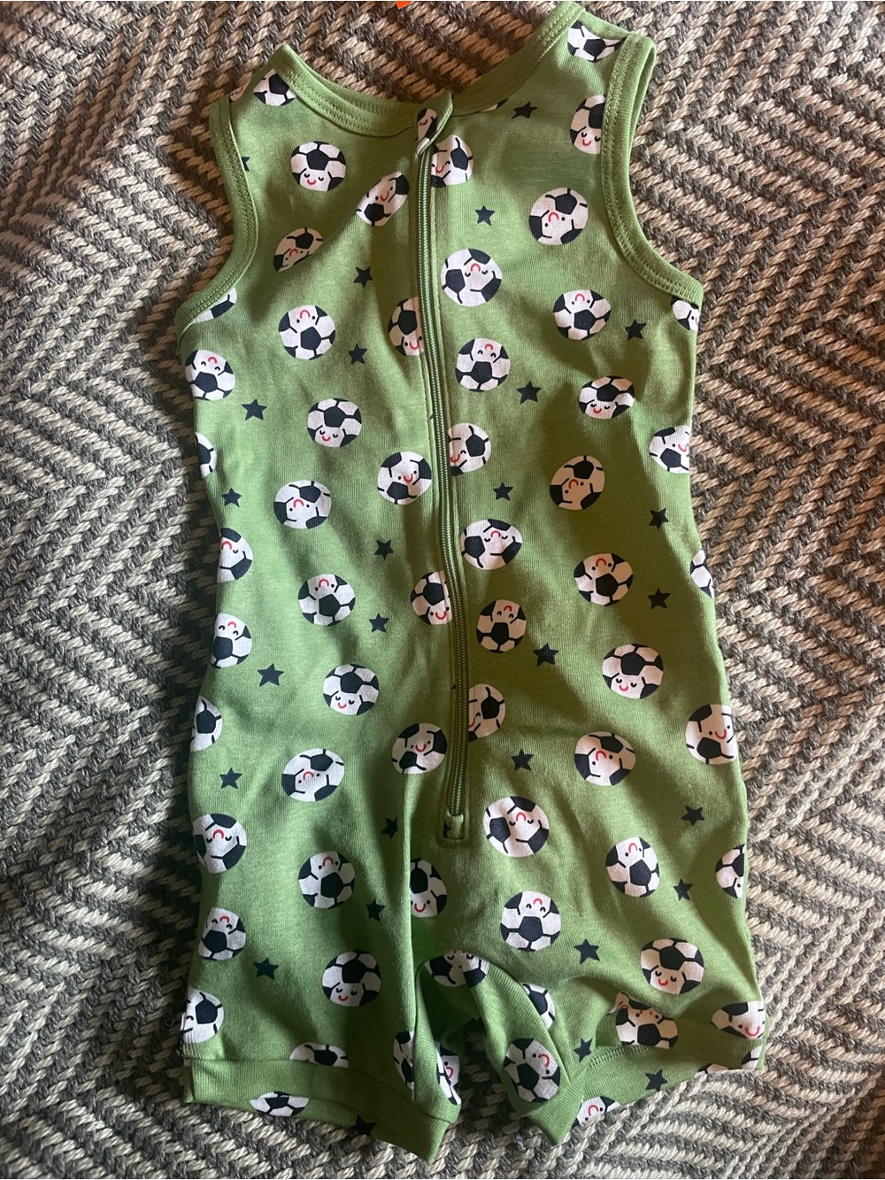 NWT Joe Fresh Kids Green Soccer Print Pajama Romper